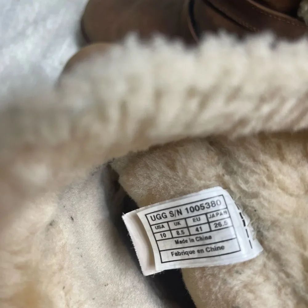 UGG Australia Becket Leather Brown women’s Boots shearling lining women’s SZ10 - Picture 9 of 12